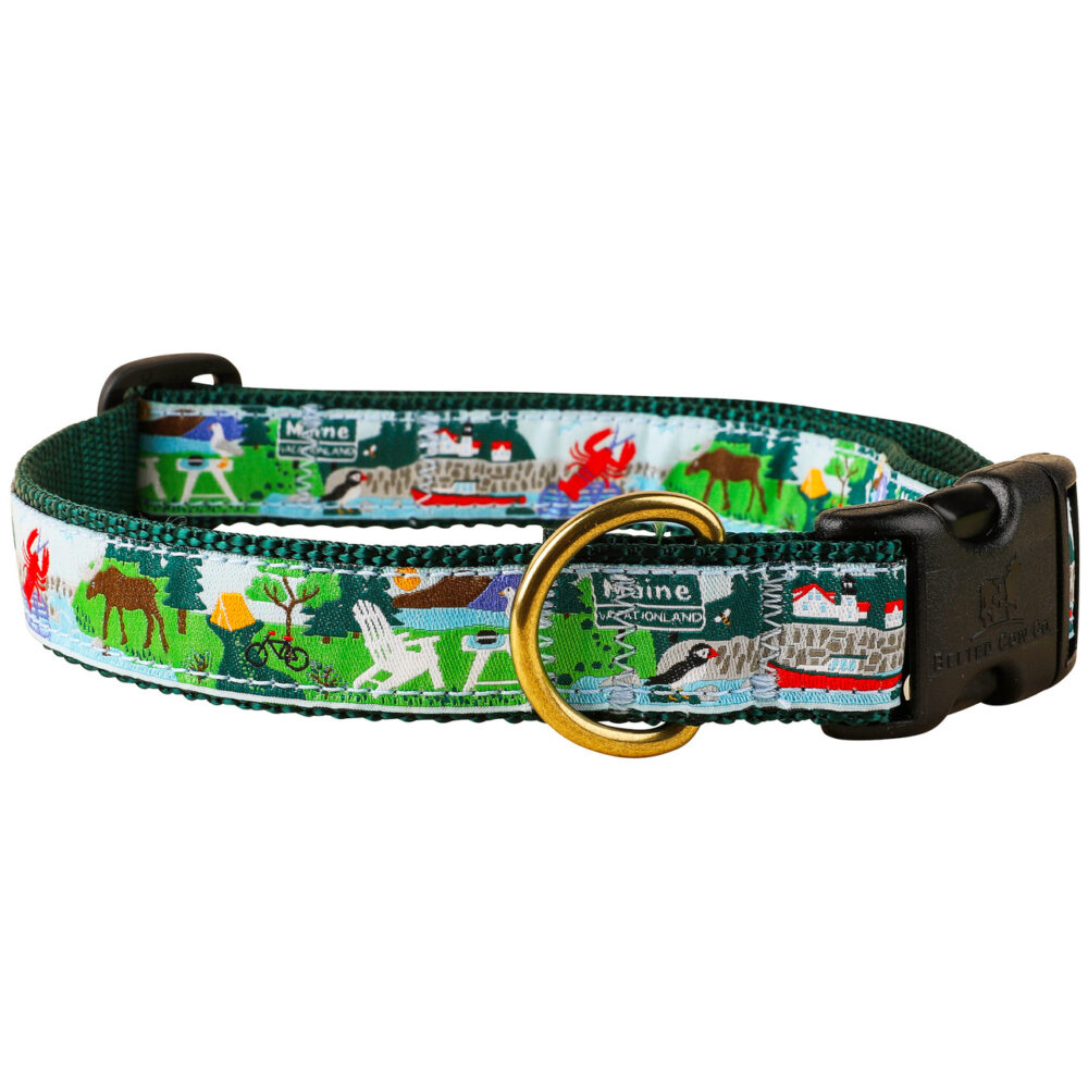 Maine design by ©Solvejg Makaretz on dog collar by Belted Cow co.